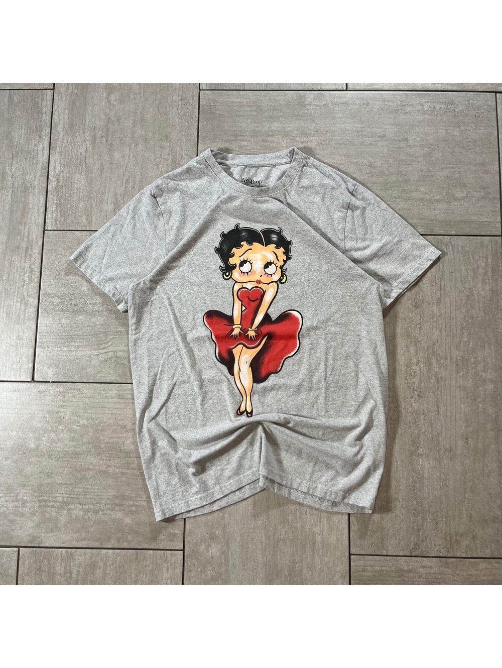 Betty Boop Graphic T-Shirt Large Gray